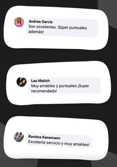 Reseñas de clientes de Fletes K-Rupa en Instagram - puntualidad y amabilidad